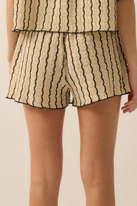 Ride the Wave Striped Knit Drawstring Shorts - ShopPromesa