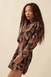 Dare to Imagine Abstract-Print Belted Shirt Romper - ShopPromesa