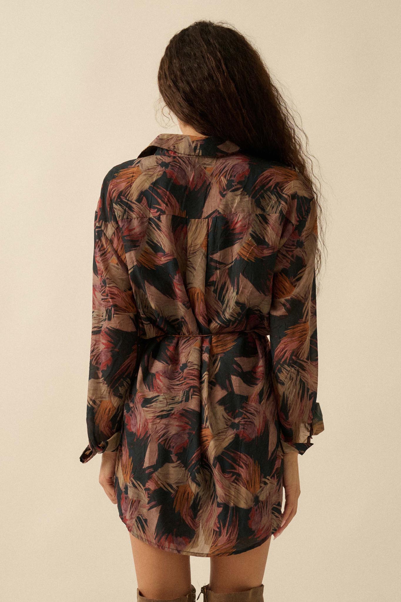 Dare to Imagine Abstract-Print Belted Shirt Romper - ShopPromesa