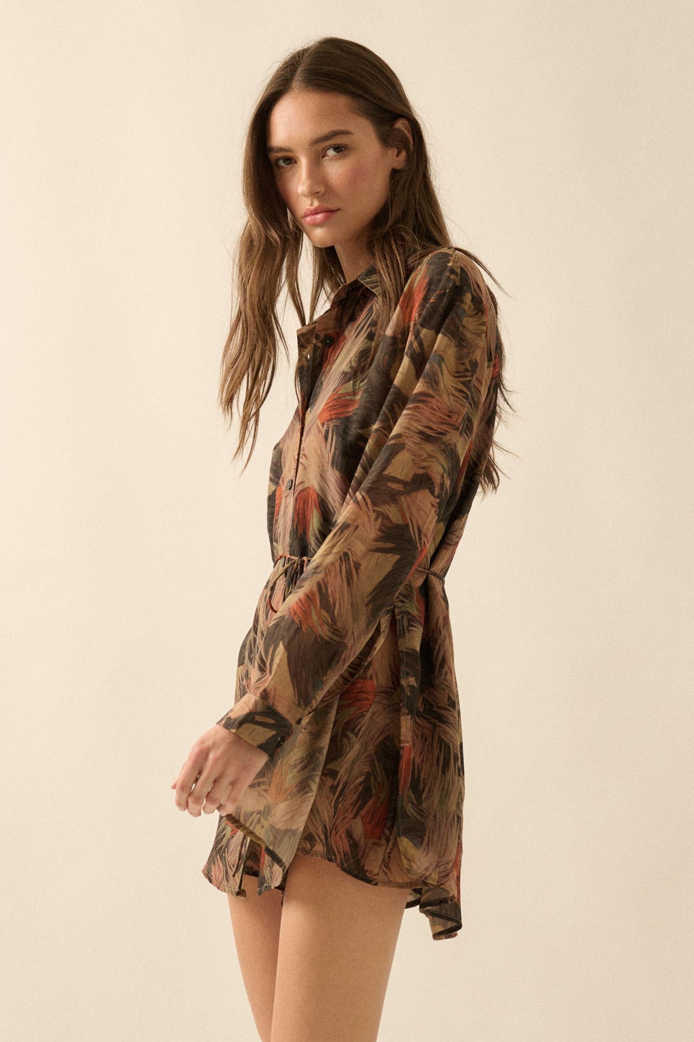 Dare to Imagine Abstract-Print Belted Shirt Romper - ShopPromesa