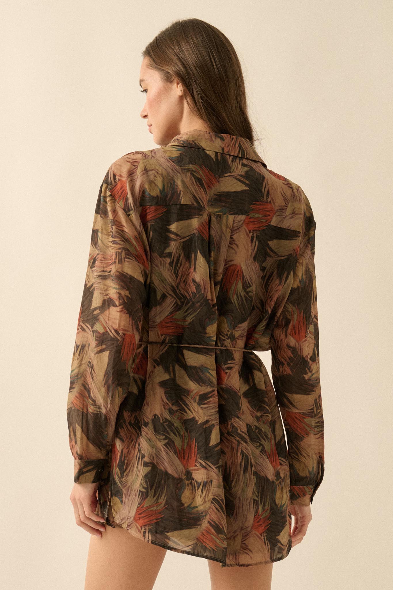 Dare to Imagine Abstract-Print Belted Shirt Romper - ShopPromesa