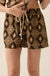 Bronze Bouquet Geometric Floral Drawstring Shorts - ShopPromesa