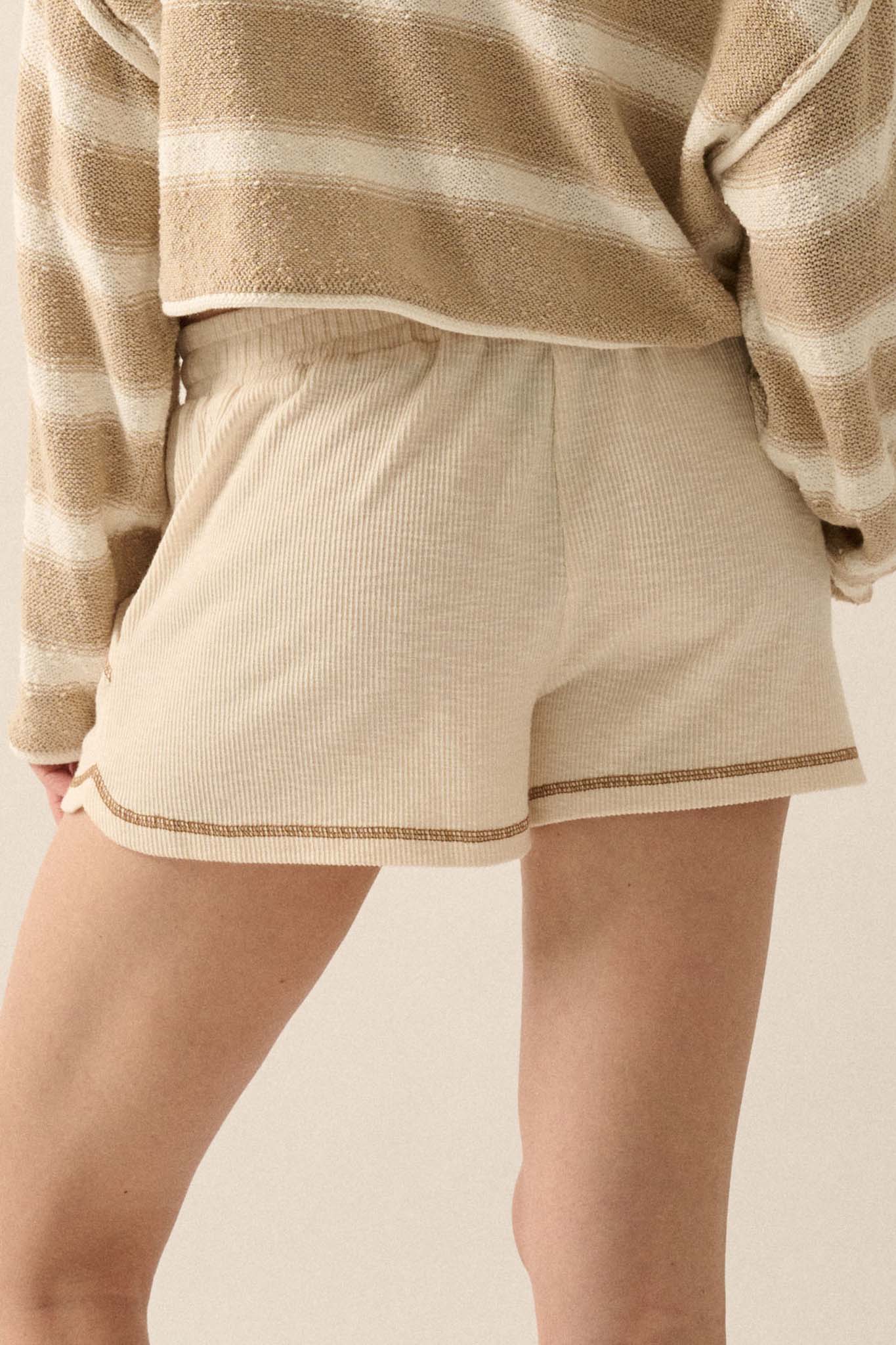 Run the Show Contrast-Stitch Rib-Knit Shorts - ShopPromesa