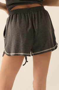 Run the Show Contrast-Stitch Rib-Knit Shorts - ShopPromesa