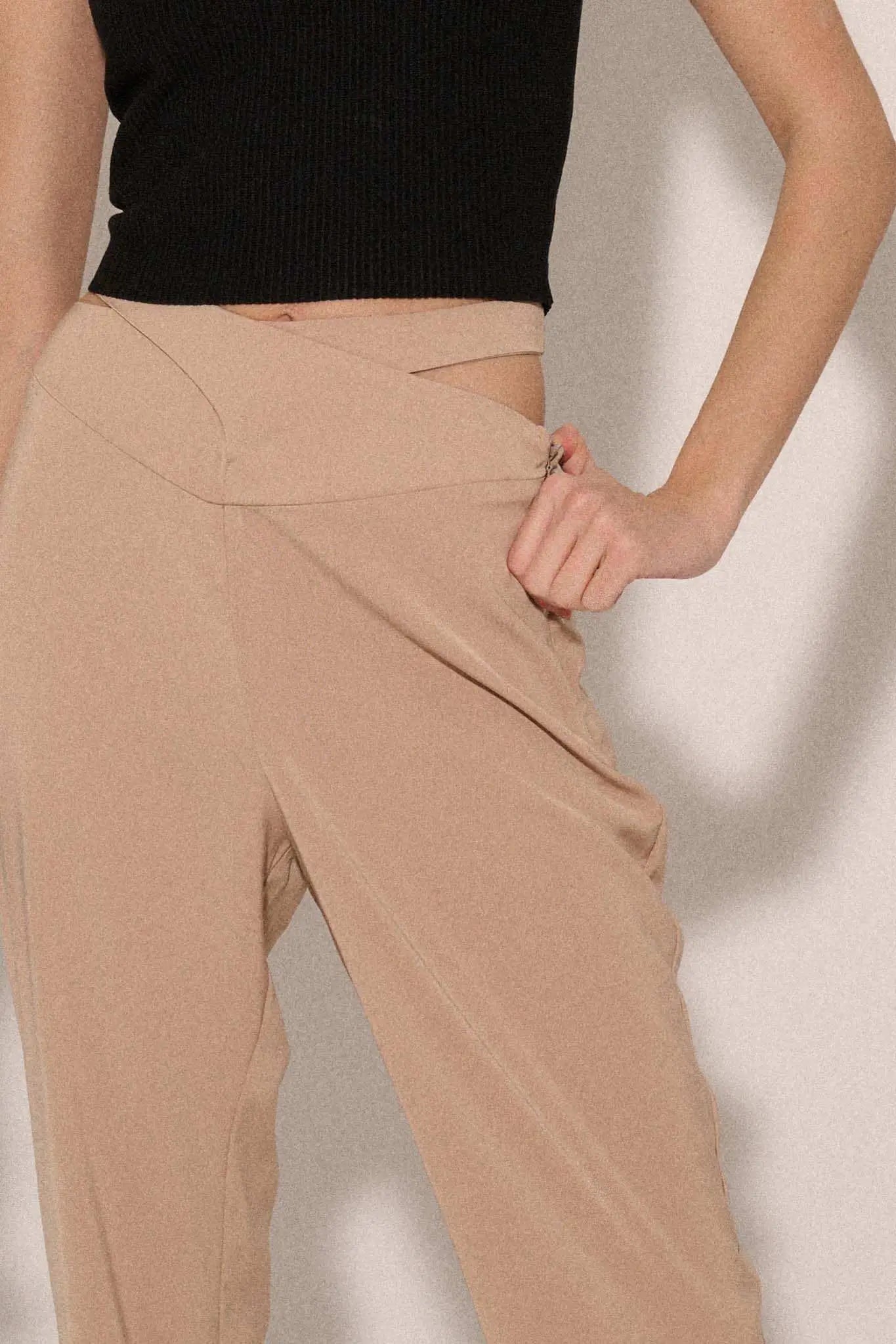 Here and Now Crisscross Waist Tie-Back Flare Pants - ShopPromesa