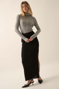 Wherever You Flow Wavy Ribbed-Knit Maxi Skirt - ShopPromesa