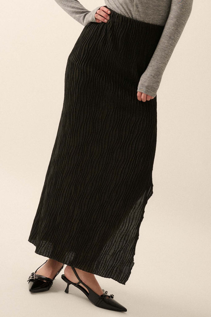 Wherever You Flow Wavy Ribbed-Knit Maxi Skirt - ShopPromesa