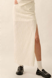 Wherever You Flow Wavy Ribbed-Knit Maxi Skirt - ShopPromesa