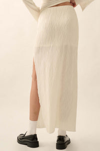 Wherever You Flow Wavy Ribbed-Knit Maxi Skirt - ShopPromesa