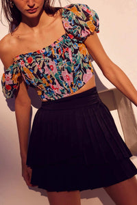 Having a Moment Pleated Satin Tiered Mini Skirt - ShopPromesa