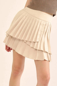 Having a Moment Pleated Satin Tiered Mini Skirt - ShopPromesa