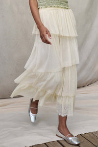 Frilly Flirt Asymmetrical Tiered Ruffle Maxi Skirt - ShopPromesa