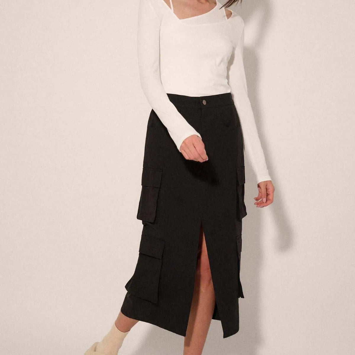 Practically Perfect Cargo Midi Pencil Skirt
