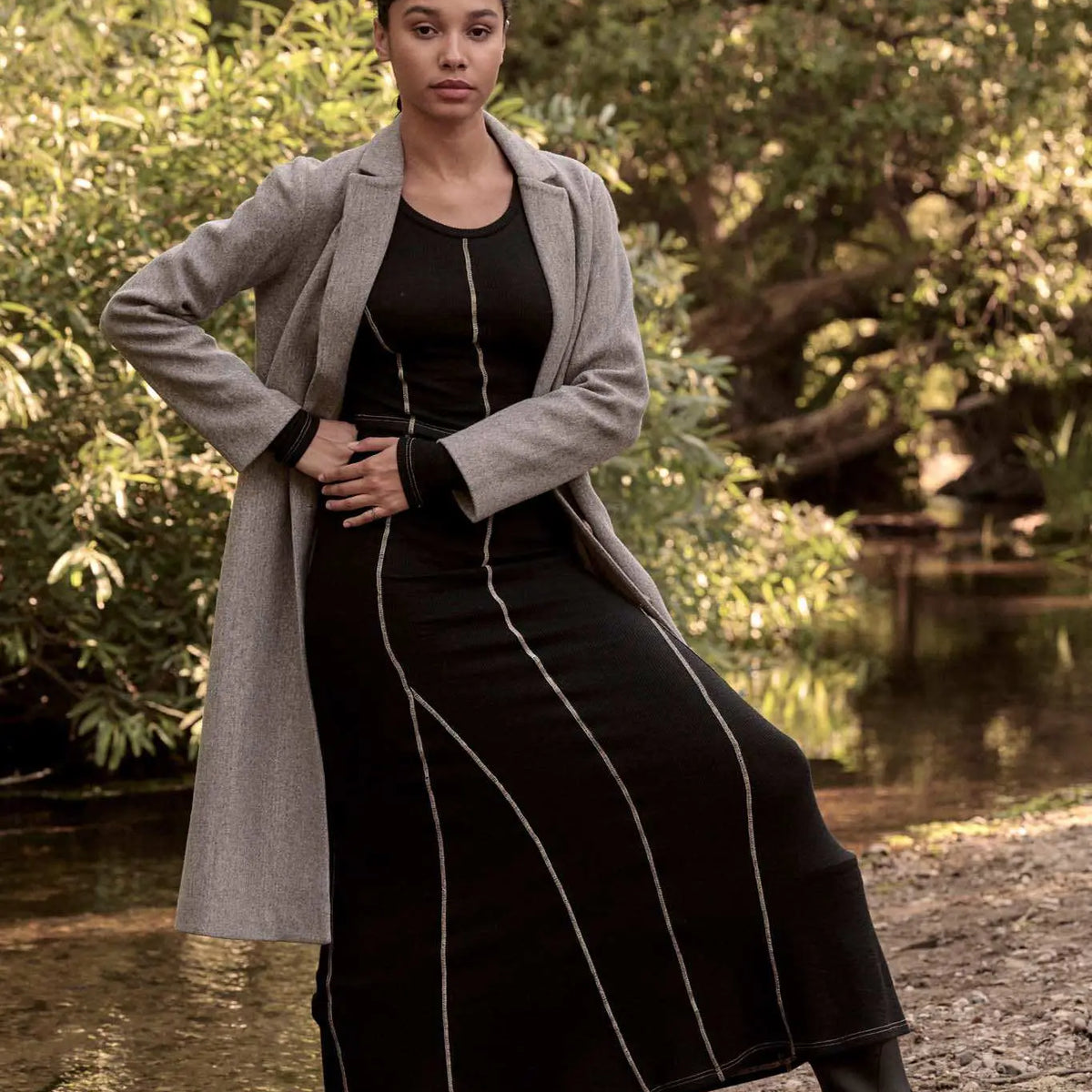 Body of Work Exposed-Seam Rib-Knit Mermaid Skirt
