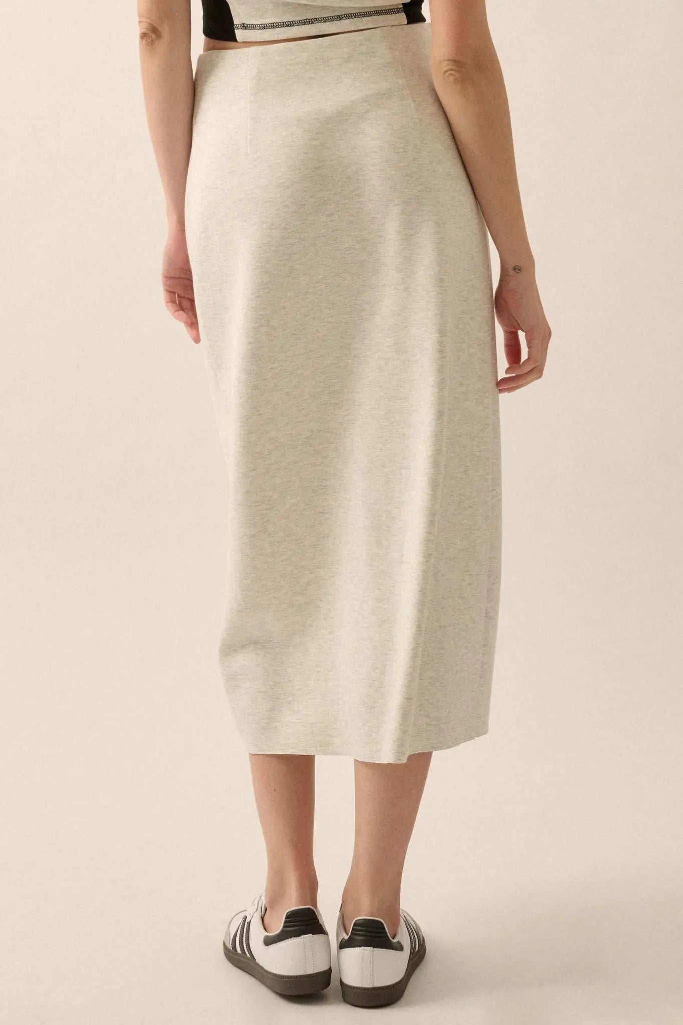 Premium Scuba Zip-Front Midi Skirt Premium Scuba Zip-Front Midi Skirt