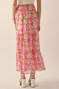 Brilliant Bouquet Tiered Floral Chiffon Maxi Skirt - ShopPromesa