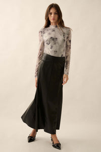 Perfectly Polished Vegan Leather A-Line Maxi Skirt - ShopPromesa