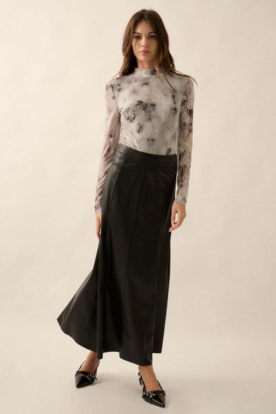 Perfectly Polished Vegan Leather A-Line Maxi Skirt - ShopPromesa