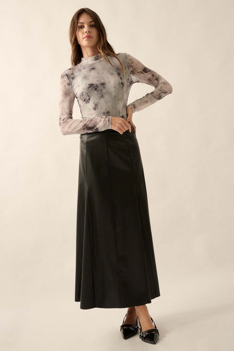 Perfectly Polished Vegan Leather A-Line Maxi Skirt - ShopPromesa