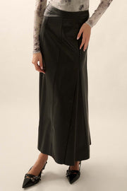 Perfectly Polished Vegan Leather A-Line Maxi Skirt - ShopPromesa