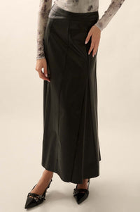 Perfectly Polished Vegan Leather A-Line Maxi Skirt - ShopPromesa