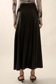 Perfectly Polished Vegan Leather A-Line Maxi Skirt - ShopPromesa