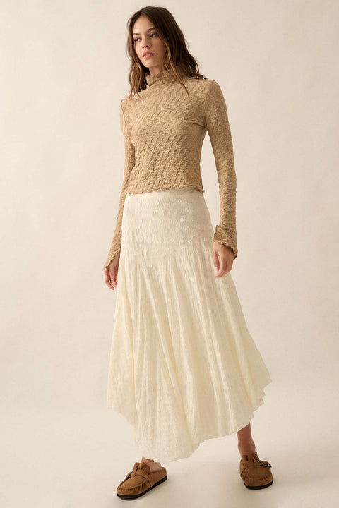 Dainty Days Floral Lace Asymmetrical Midi Skirt - ShopPromesa