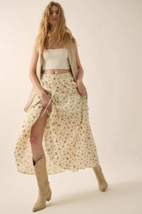 Sunny Meadow Floral Gauze Tiered Ruffle Maxi Skirt - ShopPromesa