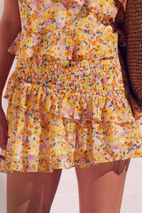 Sun Lover Smocked Floral Chiffon Ruffled Mini Skirt - ShopPromesa