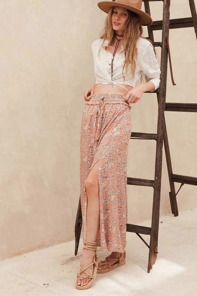 Bohemian Heart Paisley-Print Maxi Skirt - ShopPromesa