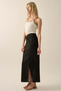 Learning Curve Matte Satin Buttoned Maxi Skirt - ShopPromesa