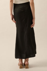 Learning Curve Matte Satin Buttoned Maxi Skirt - ShopPromesa