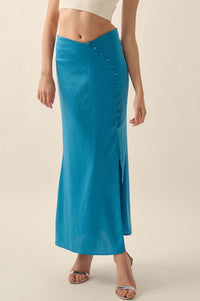 Learning Curve Matte Satin Buttoned Maxi Skirt - ShopPromesa