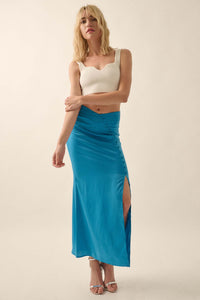 Learning Curve Matte Satin Buttoned Maxi Skirt - ShopPromesa