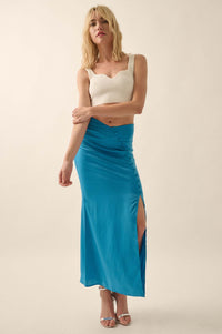 Learning Curve Matte Satin Buttoned Maxi Skirt - ShopPromesa