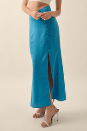 Learning Curve Matte Satin Buttoned Maxi Skirt
