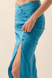 Learning Curve Matte Satin Buttoned Maxi Skirt - ShopPromesa