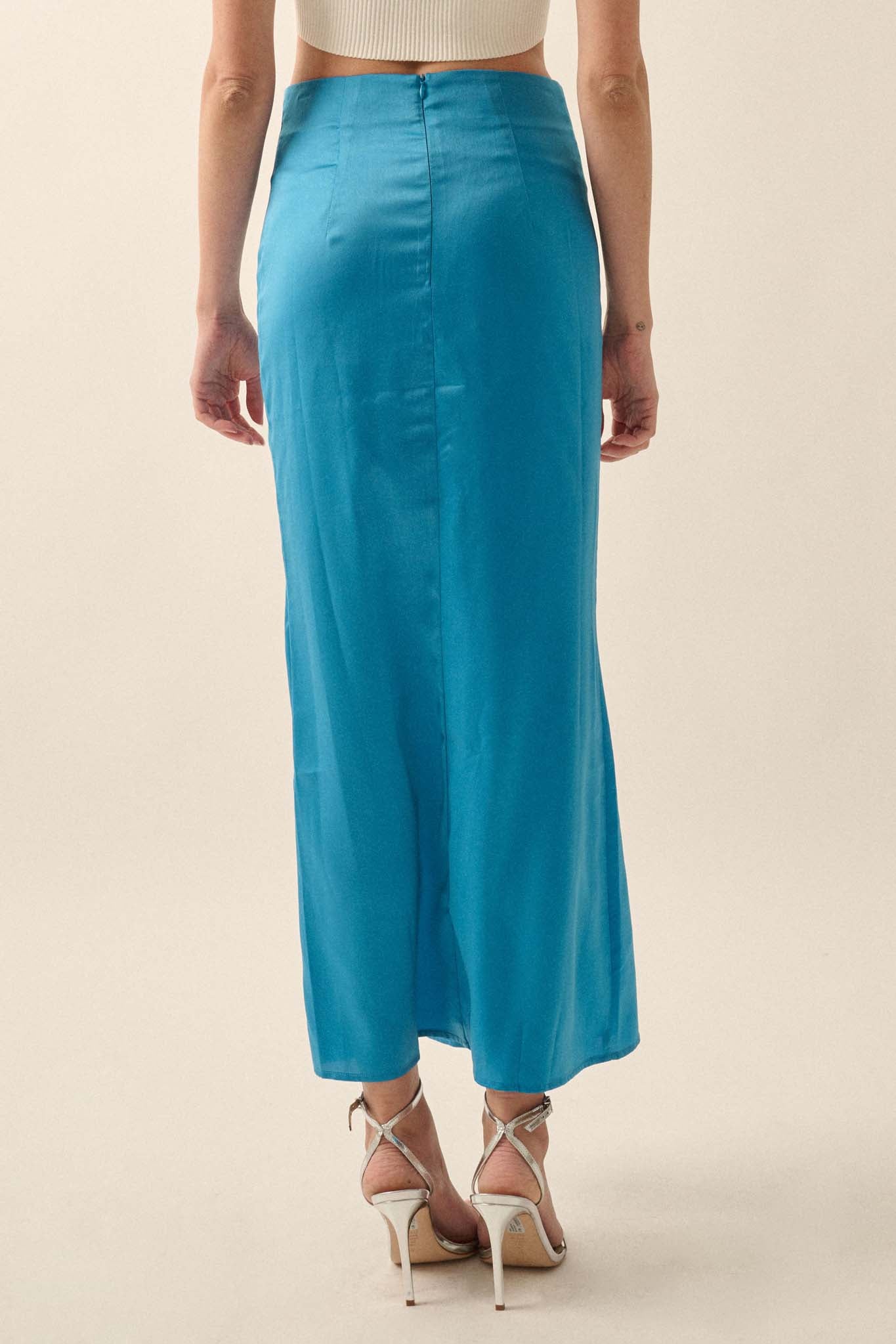 Learning Curve Matte Satin Buttoned Maxi Skirt - ShopPromesa