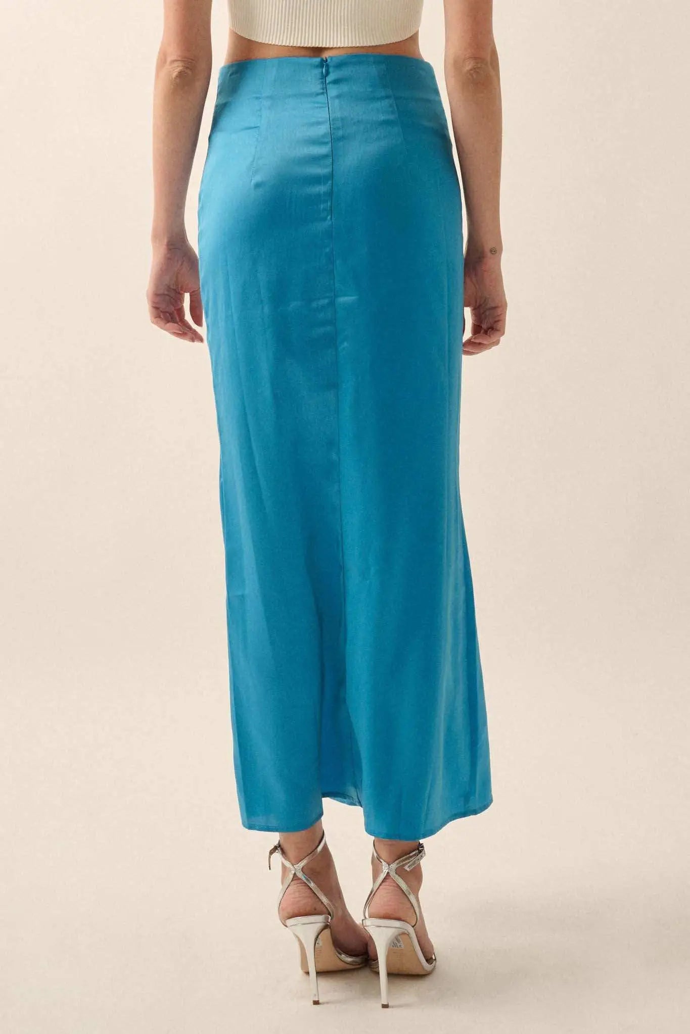 Learning Curve Matte Satin Buttoned Maxi Skirt - ShopPromesa
