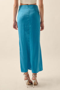 Learning Curve Matte Satin Buttoned Maxi Skirt - ShopPromesa