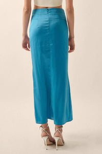Learning Curve Matte Satin Buttoned Maxi Skirt - ShopPromesa