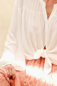 Livelong Day Jacquard Button-Front Peasant Top - ShopPromesa