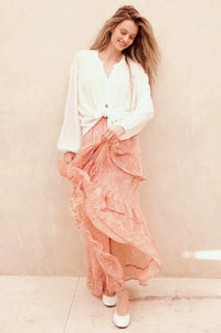 Livelong Day Jacquard Button-Front Peasant Top - ShopPromesa