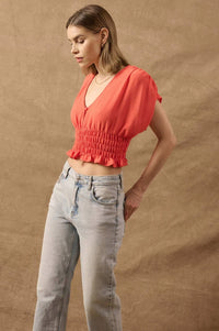 Set Yourself Free Smocked Kimono-Sleeve Crop Top - ShopPromesa