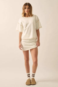 Premium Scuba Contrast-Stitch Loose-Fit Boxy Tee - ShopPromesa