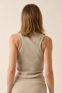 Premium Scuba Contrast-Stitch Crewneck Tank Top - ShopPromesa