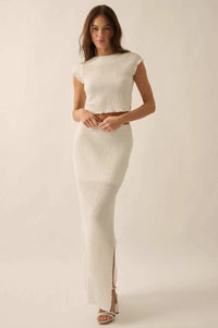 Kiss Me Textured Pucker-Knit Cap-Sleeve Crop Top - ShopPromesa