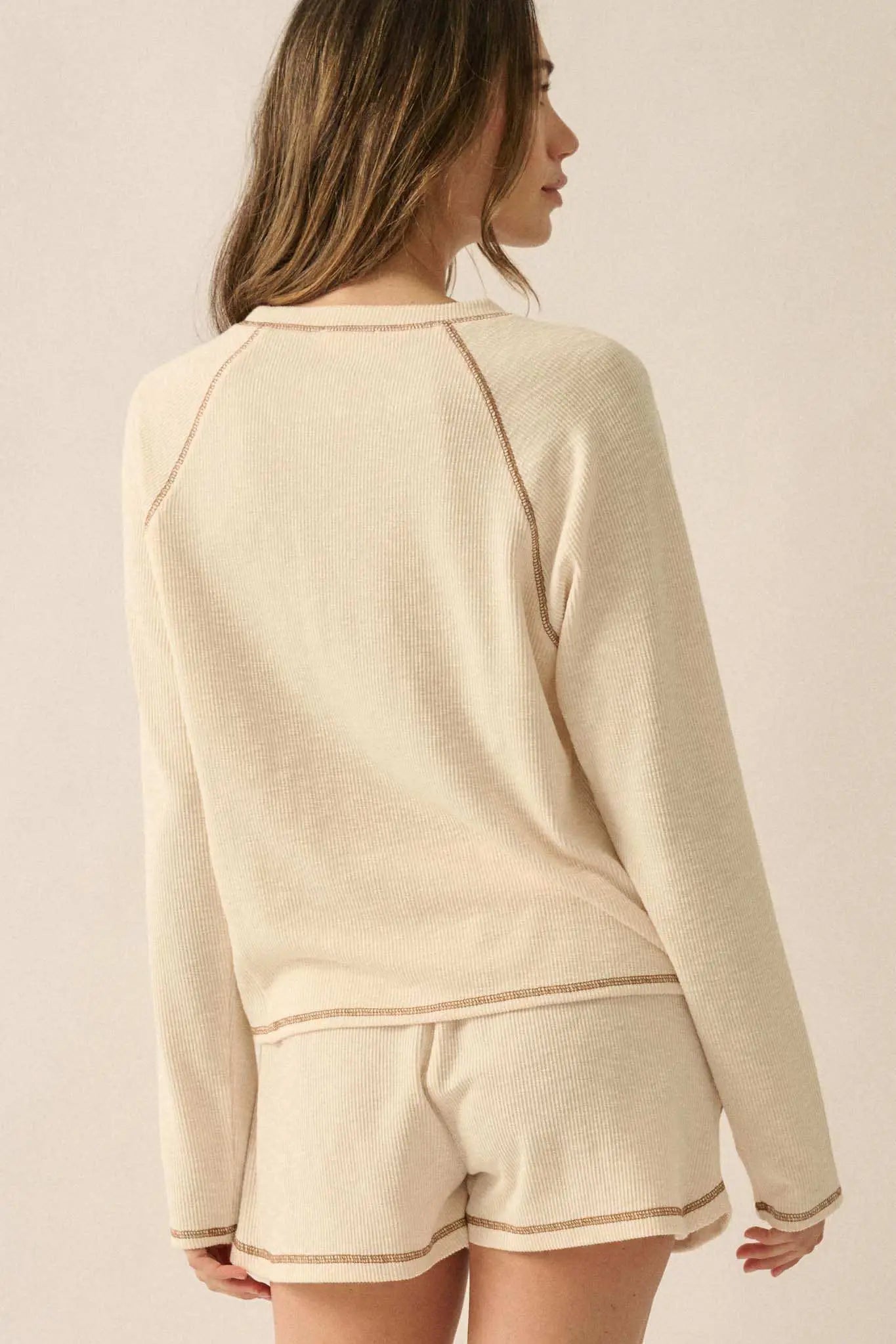 Easy Does It Raglan-Sleeve Rib-Knit Top - ShopPromesa