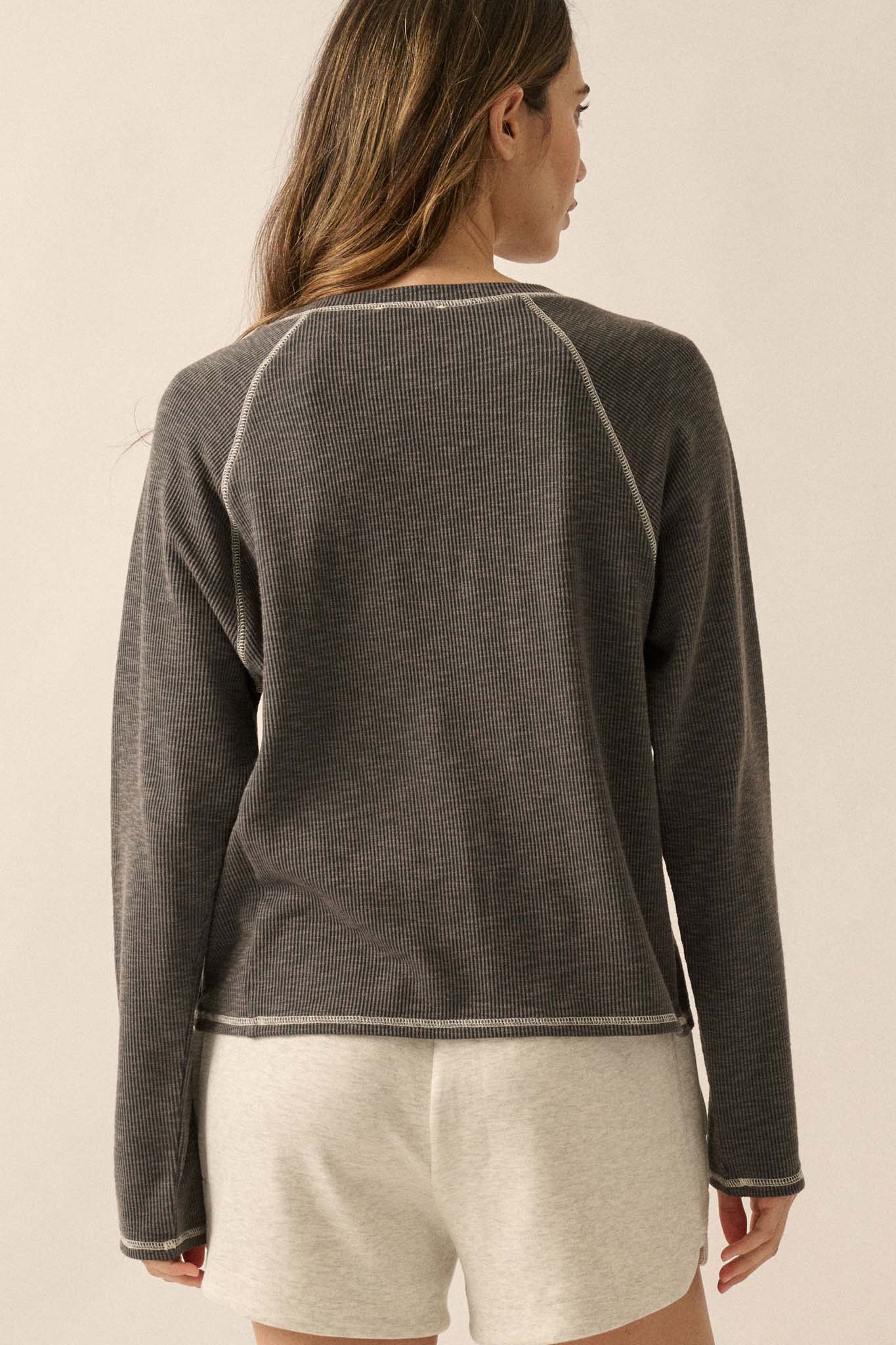 Easy Does It Raglan-Sleeve Rib-Knit Top - ShopPromesa