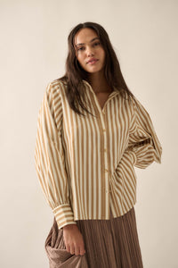 Vertical Ambition Striped Button-Up Shirt - ShopPromesa